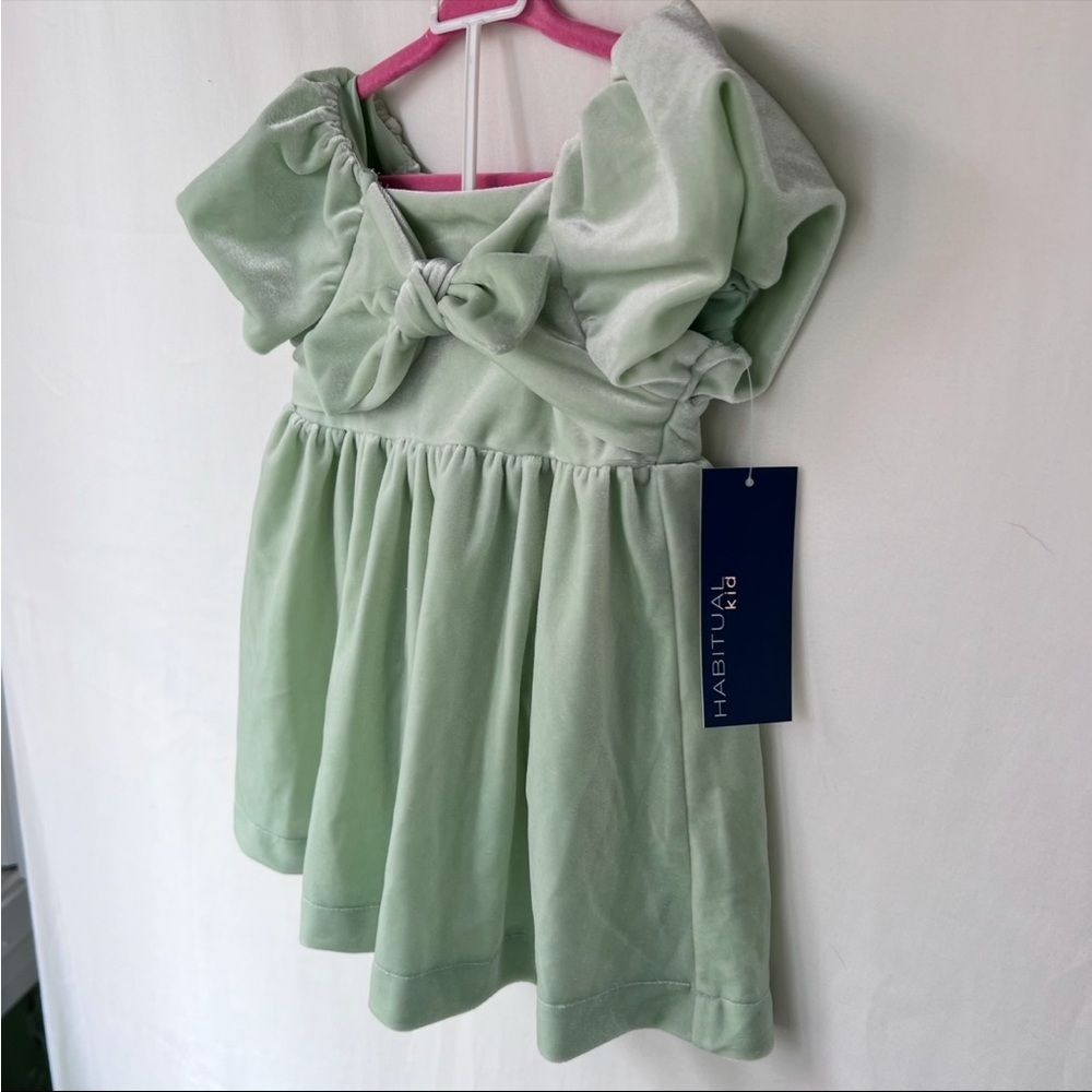 NWT Habitual Kid's Velour Girl Babydoll Mint Green Dress w Diaper Cover Sz 18 Mo